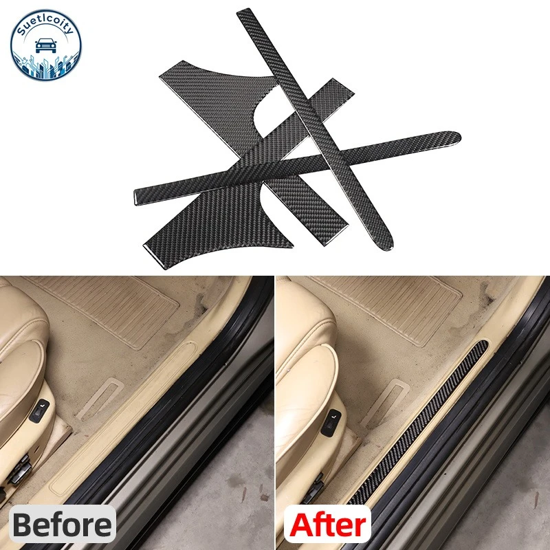 Interior Car Accessories For Alfa Romeo 159 2004-2011 Soft Carbon Fiber Car Door Sill Scuff Plate Cover Trim