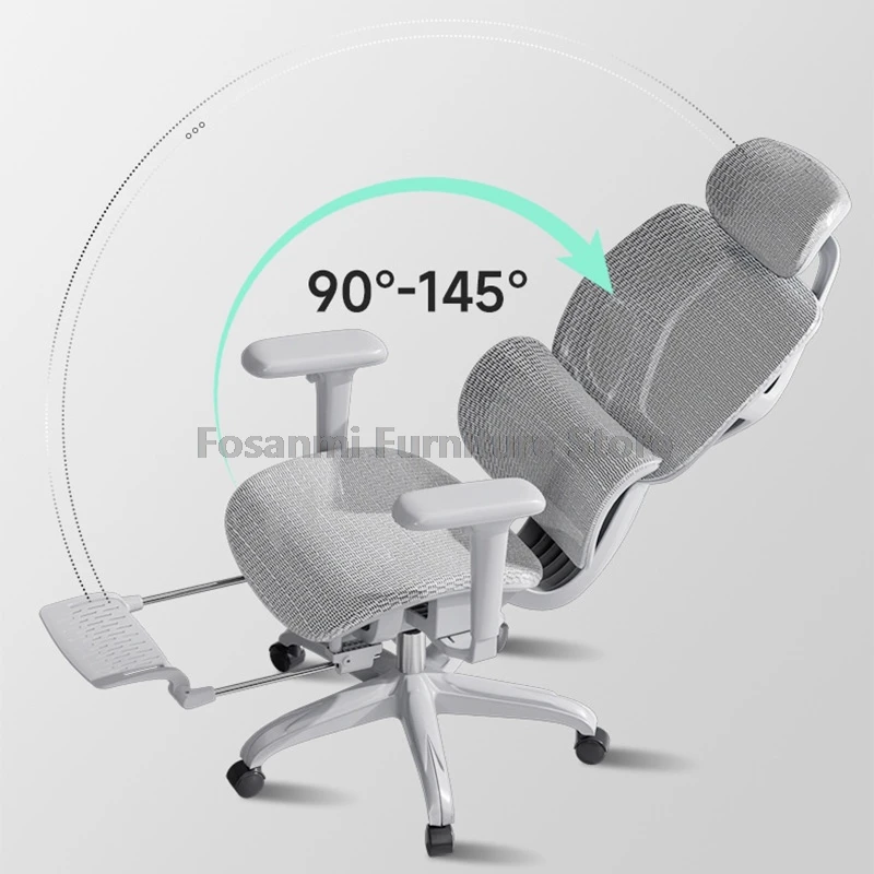 발판이 있는 현대적인 메쉬 인체공학적 안락 의자 홈 오피스 작업 책상 의자 조정 가능한 하이백 게임용 컴퓨터 회전 의자