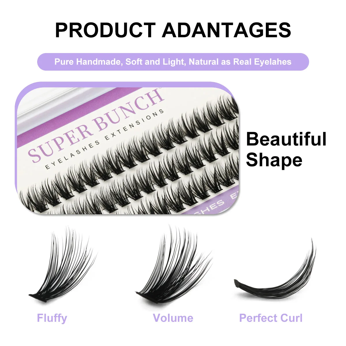 Super Bunch Mink Eyelashes Extensions Natural Eyelash Cluster 3D Russian Volume Individual Makeup Tools Soft Lashes Cilia DIY