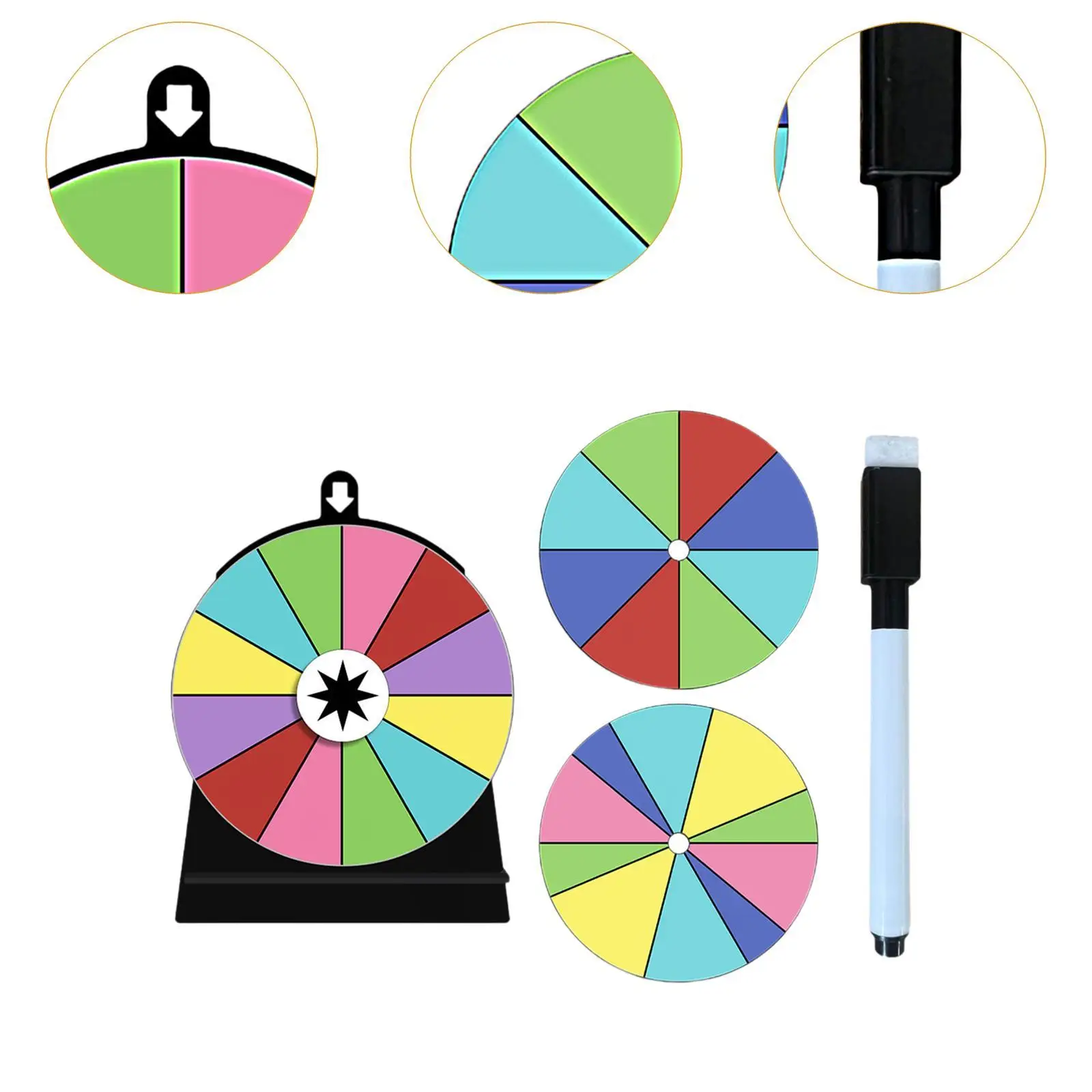 Color Rotating Wheel Fortune Wheel with Base Stand Roulette Wheel Drinking Game for Adults for Pub Shops Carnival Trading Show