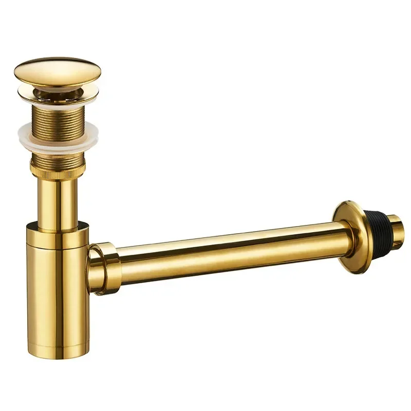 Gold/Gunmental/Black/Chrome Brass Bathroom Basin Sink Tap Bottle P-Traps Wall Connection Plumbing Drain Waste Pop-UP Drain