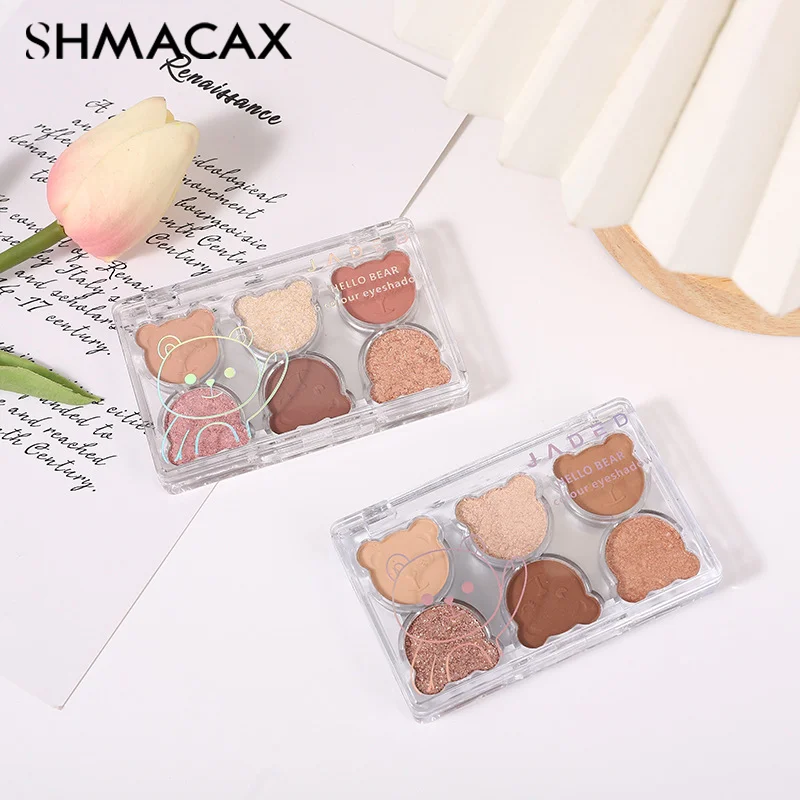 6 Color Eyeshadow Palette Eyeshadow Girl Beginner Makeup Tray Sculpture Highlight Cosmetic For Girls Accessories Cosmetic