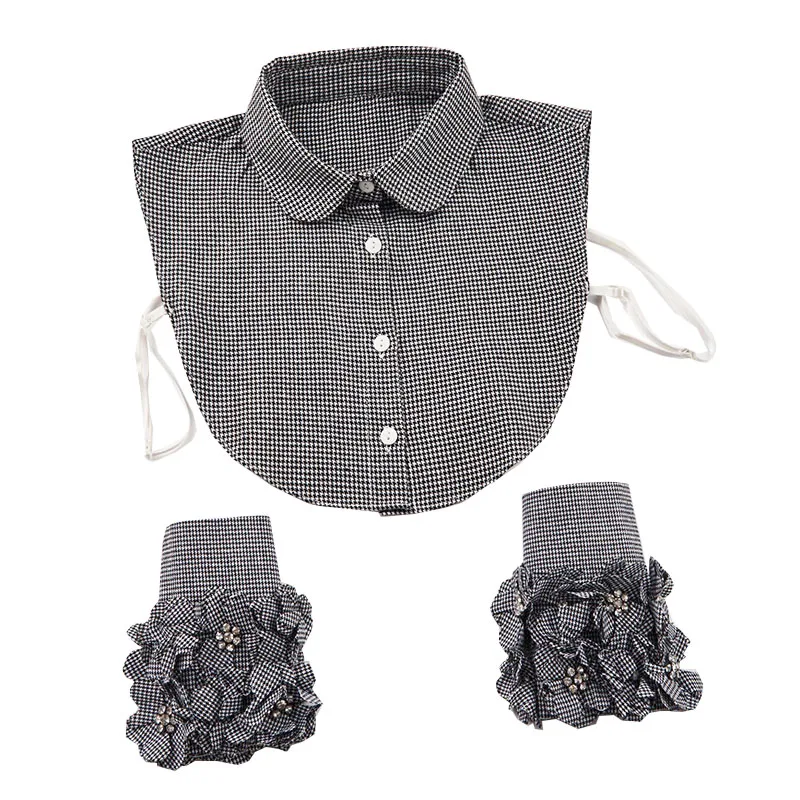 

Plaid Fake Collar Fake Sleeve Cuff White Lace Detachable Shirt False Collar for Women Blouse Sweater Lapel Clothing Accessories