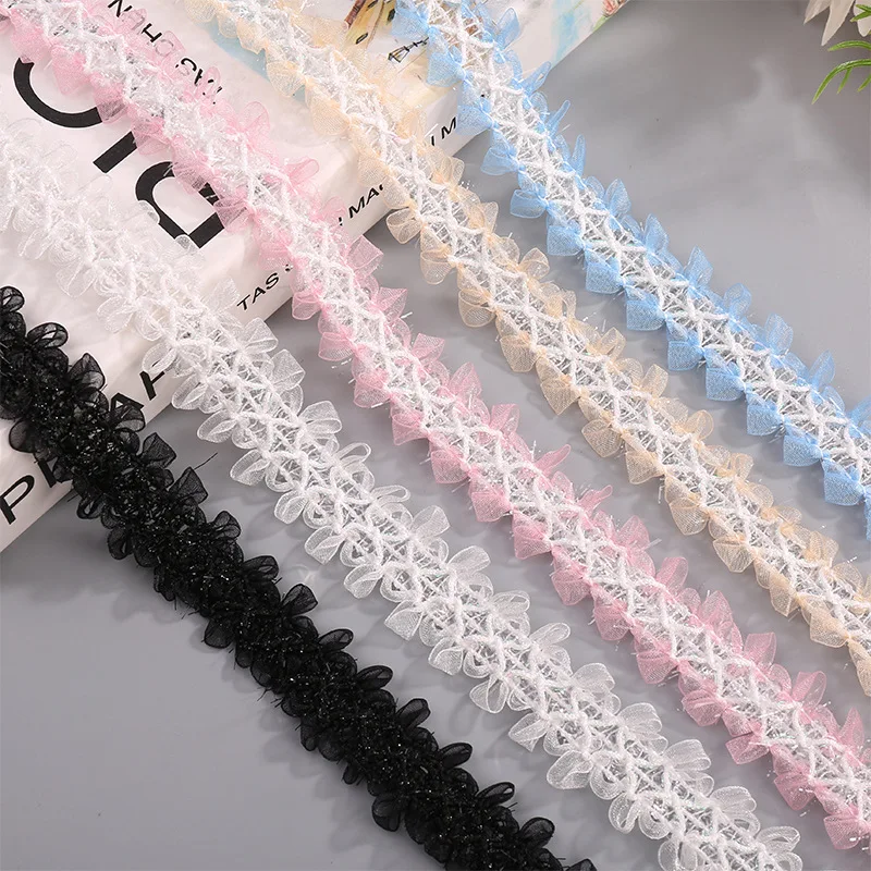 25MM 45 Yards Bead Falbala Snow Yarn Lace Ruffled Skirt Ribbon Fold Hair Bows DIY Crafts Handmade Accessorie Gift Wrapping