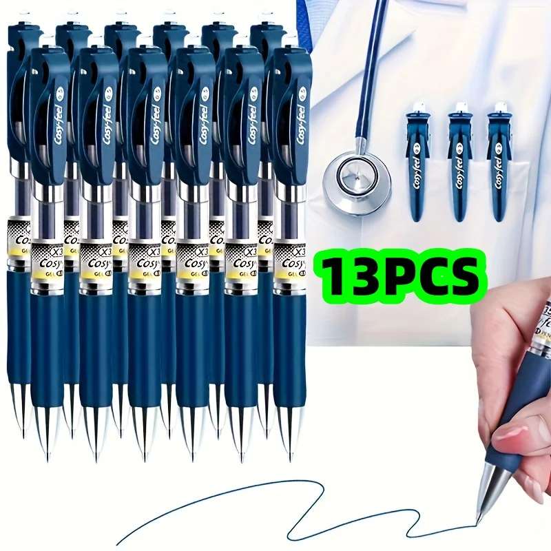 13er-Pack medizinische Gelstifte mit blau-schwarzen Tintenpatronen, medizinische Stifte für Rezepte, einziehbare Unterschriftenstifte für Pflegepersonal, medizinische Gelstifte für Studenten, sorgen für ein flüssiges Schriftbild, kontinuierlichen Tintenfluss, die besten Gelstifte für medizinische Zwecke. – Detail 1