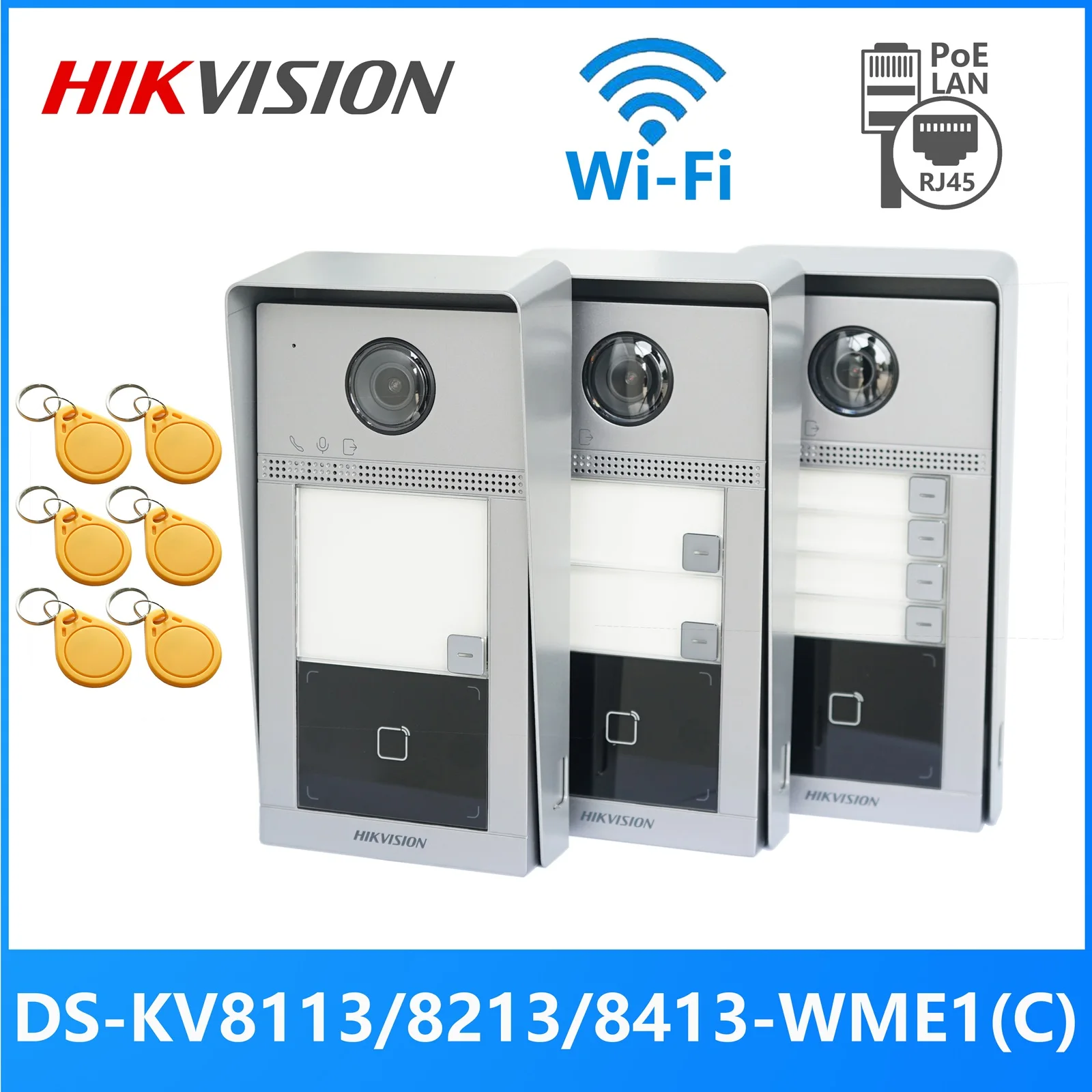 HIKVISION 1-4 przycisk DS-KV8113/8213/8413-WME1(C) dzwonek IP, dzwonek WiFi, domofon, wideodomofon, wodoodporny, odblokowanie karty IC
