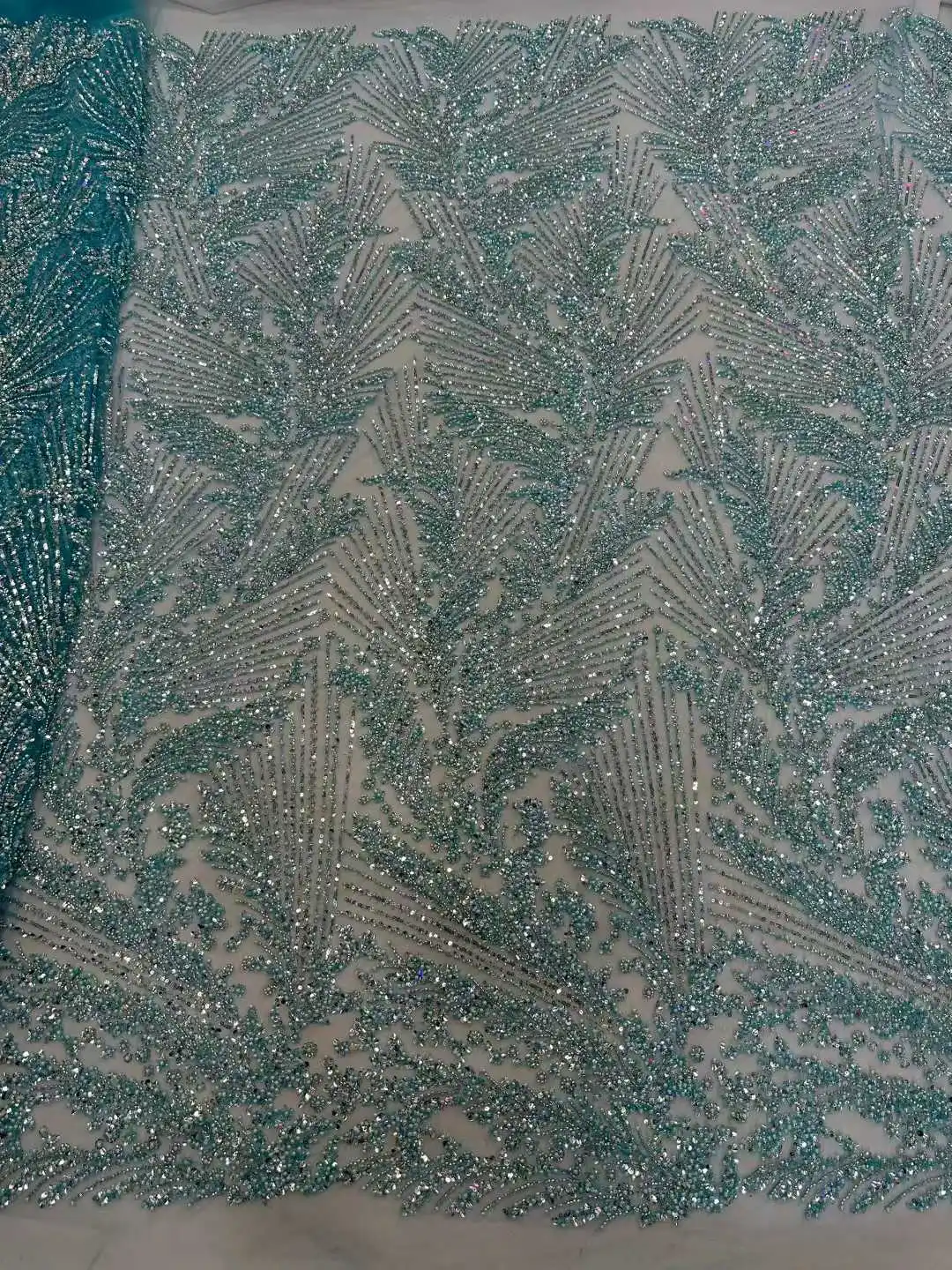 

African Beaded Lace Fabric Embroidery Sequins Nigerian Bridal 2026 High Quality French Tulle Lace Fabric Women For Wedding Sew