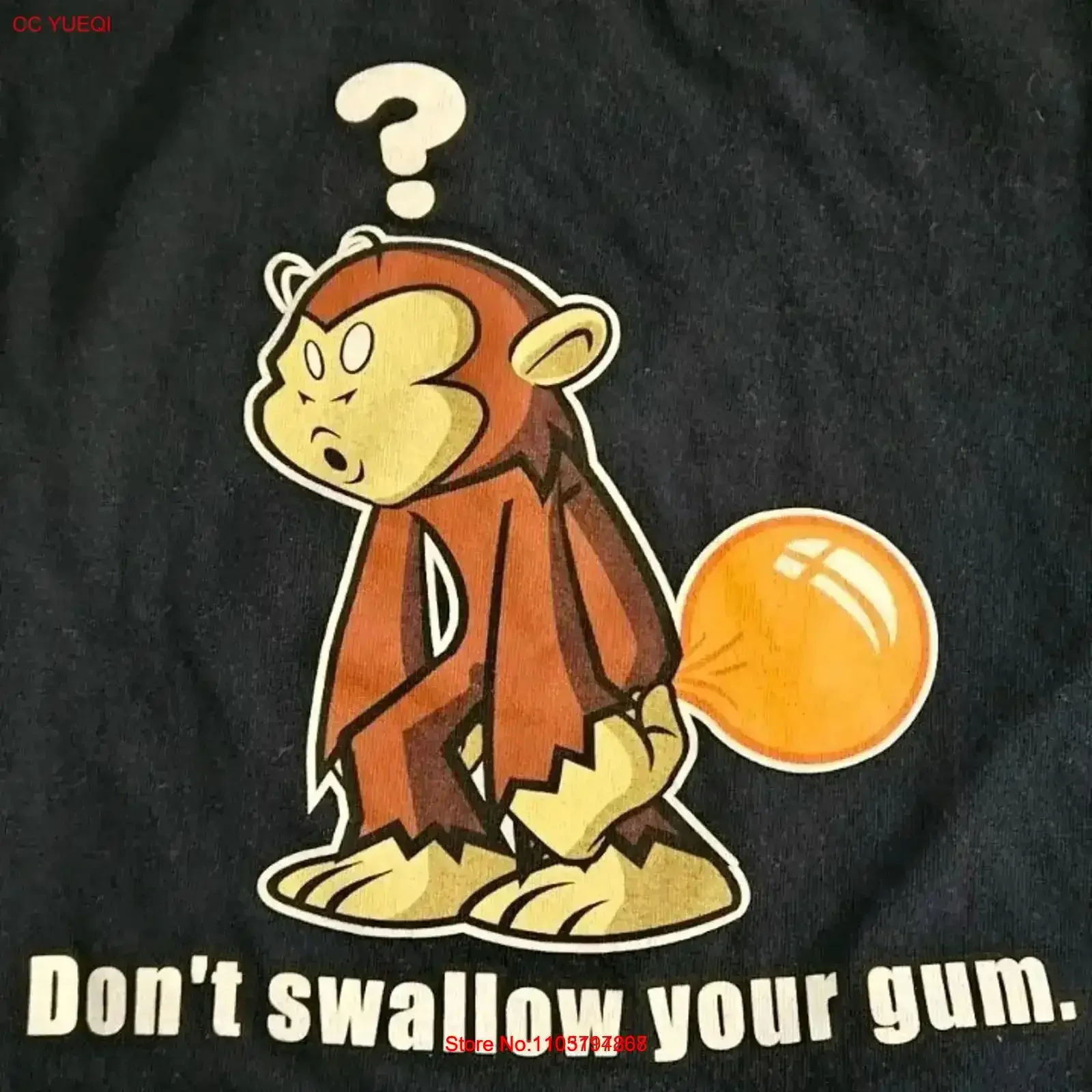 

Vintage Y2K Monkey Don't Swallow Your Gum Humor Skate T Shirt Size M Washed Casual Top For Everyday Wear homme vintage Washed