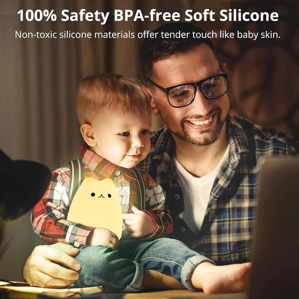 Veilleuse LED en silicone pour enfants, chat mignon, portable, multicolore, cadeaux de Noël pour bébés et enfants