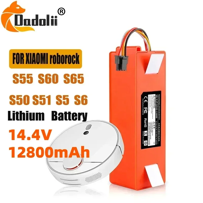 

Аккумулятор большой емкости 14,4 В 12800 мАч для пылесоса Xiaomi Roborock S55 S60 S65 S50 S51 S5 MAX S6, длительный срок службы