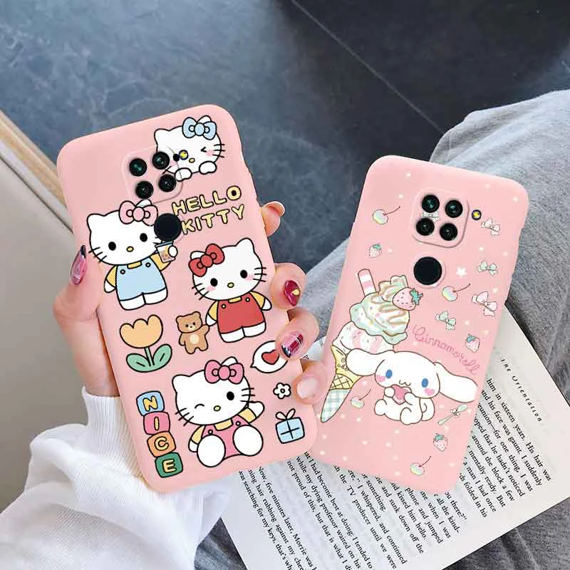 Bonita funda de teléfono para Xiaomi Redmi Note 9, 4G, note9, chica, anticaída, Cinnamoroll, Kuromi, Hello Kitty, de silicona, a prueba de golpes,