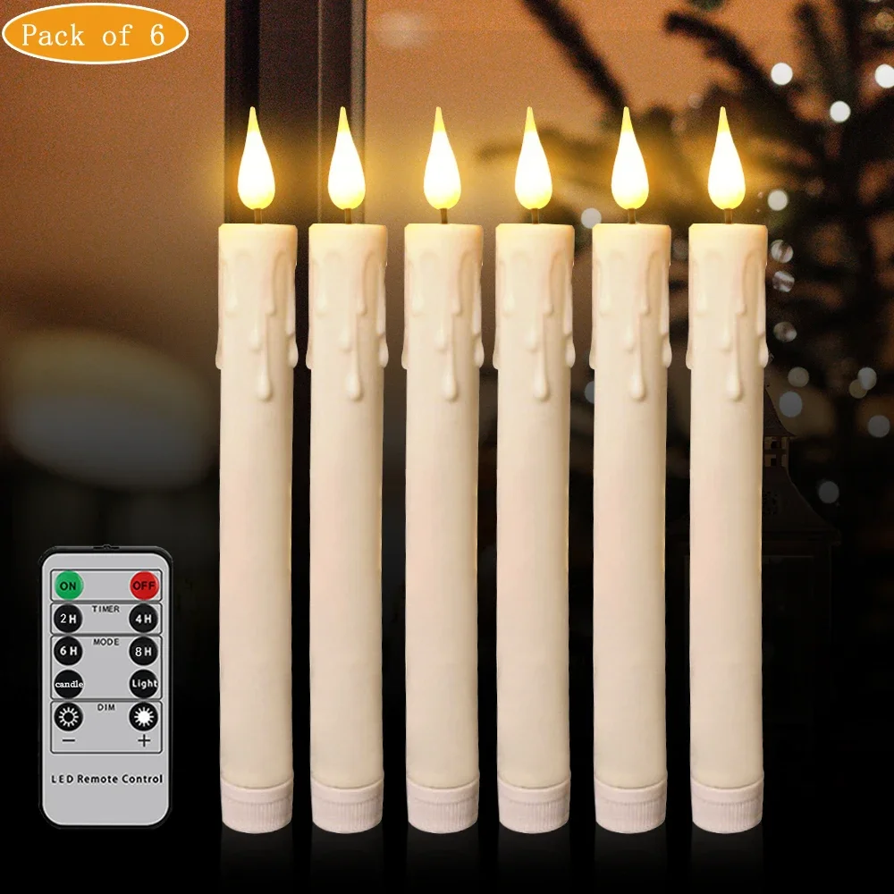 LED Electronic Candles Flameless Flickering 23CM Birthday Candle Light Timed Remote Battery-Operated Christmas Decoration Candle