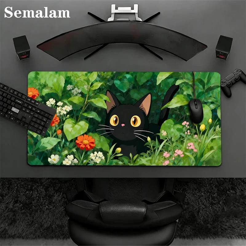 

Милый кавайный аниме-коврик для мыши с кошкой, XXL, удлиненный игровой коврик для стола, нескользящий, с прошитыми краями, для девочек, студентов, геймеров, декор для ПК и ноутбука