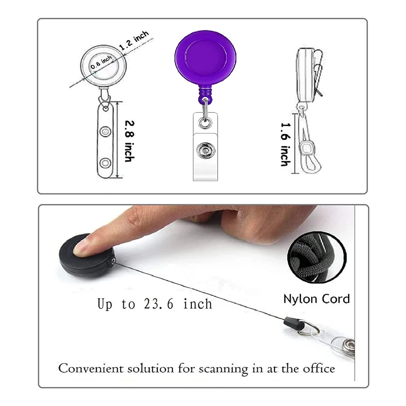รอกป้ายหดเก็บได้60แพ็คที่ใส่ป้ายคลิปสำหรับแขวนบัตรประชาชนคีย์การ์ดแบบสุ่มสี