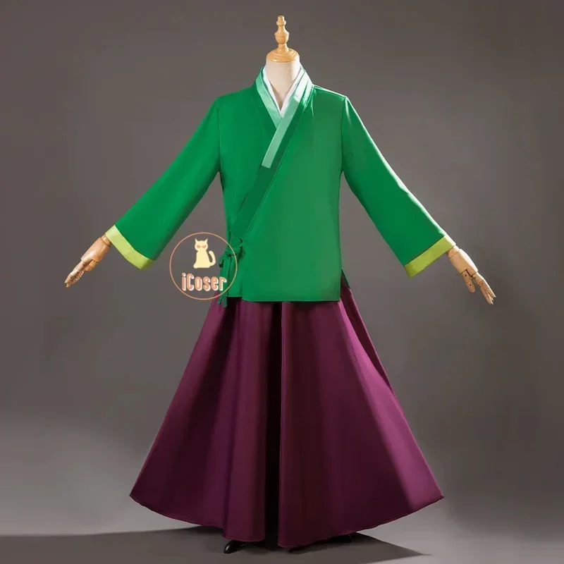 Maomao コスプレ衣装ウィッグアニメ薬屋日記グリーントップ紫スカート制服薬屋の一人ごとハロウィン女性