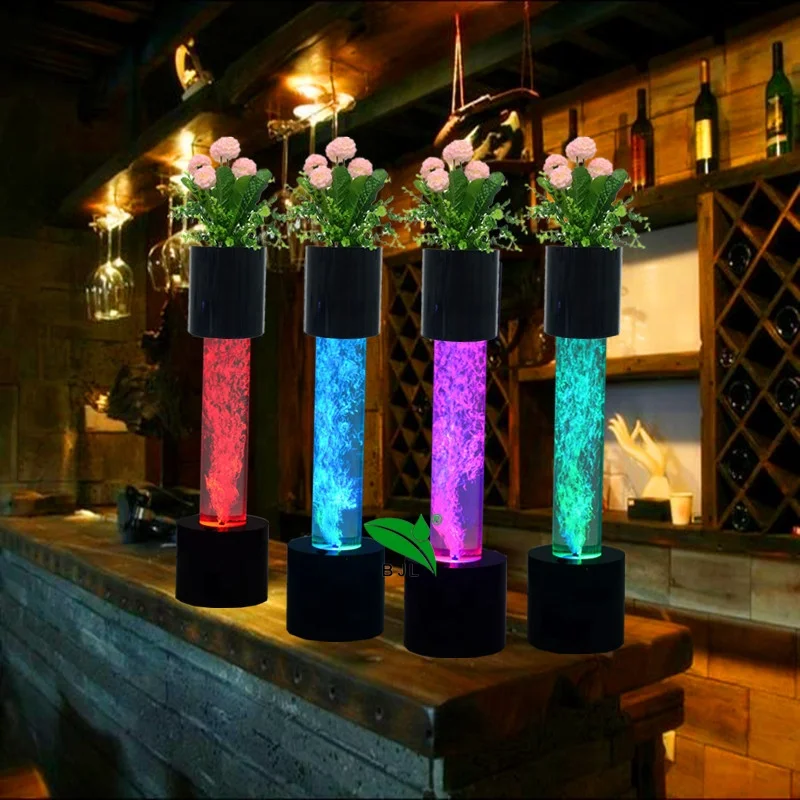 customized.RGB led light acrylic round bubble pilla fountain column