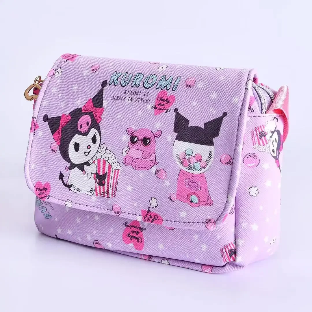 Sanrio Kuromi Fashion Casual All-match Small Bag Women\'s Leather Crossbody Shoulder Bag Anime kawaii Cartoon School Bag Mochila