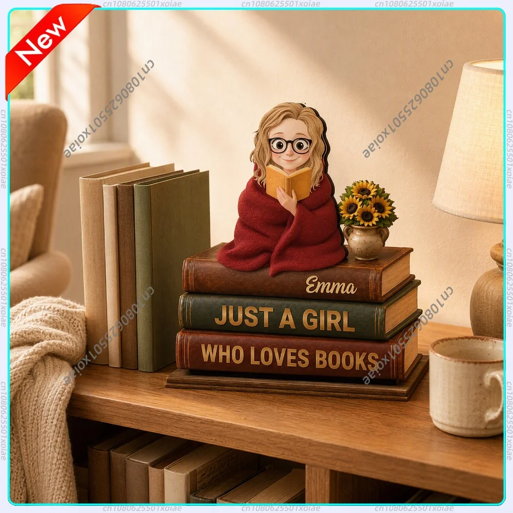 Engraved Book Lover Plaque Double Layer Multilayer Wood Cut Reading Corner Desk Shelf Sign Gift