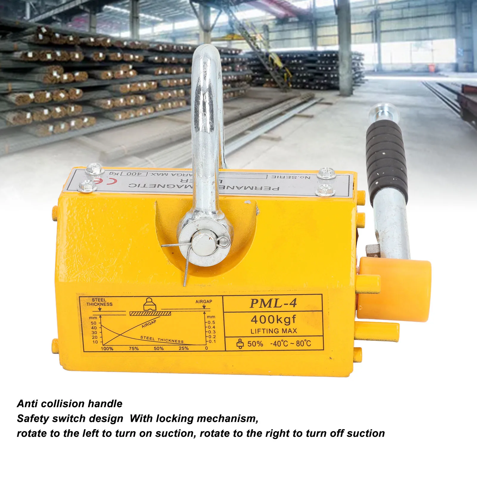 

Permanent Lift Magnet 400KG Magnetic Lifter with Safety Anti Collision Handle for Factory Dock Warehouse Permanent,Lift,Magnet