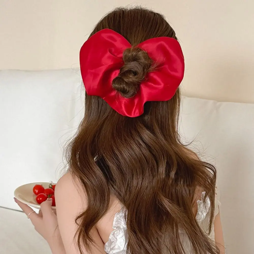 

Heart Shape Heart Hair Rope Love Cloth Large Satin Hair Scrunchies Ponytail Holder Hair Tie Ponytail Elastic Rubber Band Party