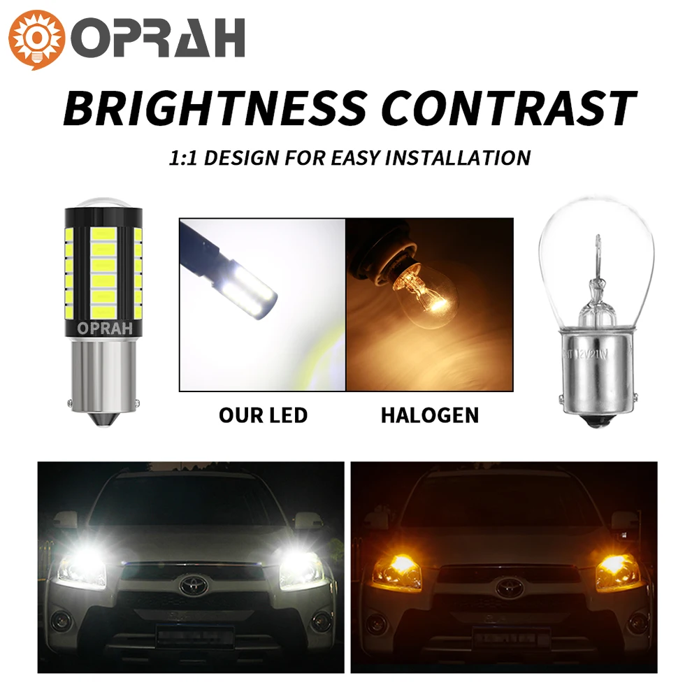 오프라 1pcs 12V 24V 1156 BAU15S 1157 BAY15D LED 조명 T20 7440 7443 Canbus 33pc 5630SMD 자동차 트럭 후면 신호 램프 DRL 전구