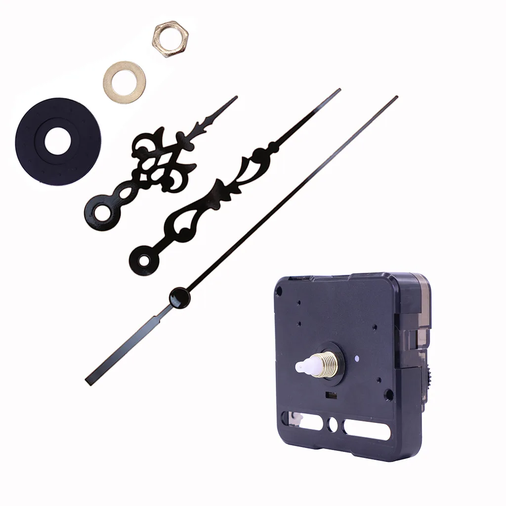 

1 Set DIY Clock Parts Shaft Length 13.5mm For Panel 3mm Battery Operated Sweep Second Silent Movement Black Pointer Repair Kits