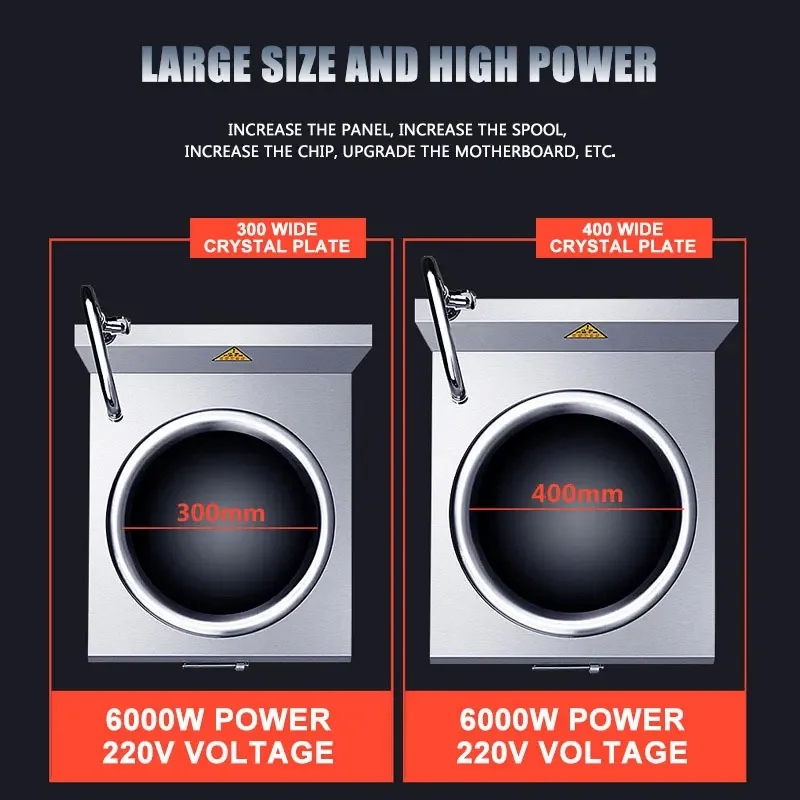 400MM High-power Induction Cooker Concave Desktop Cooktop 8000w Induction Cooker Large Cooking Pot Stove