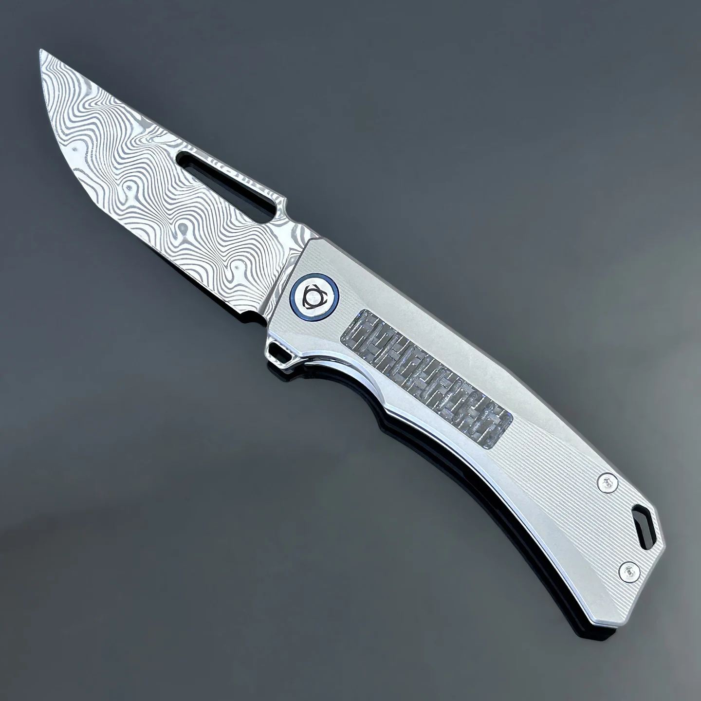 RWL34 PMC27 Damascus Folding Knife Vacuum Deep Cooling TC4 Titanium Handle Ceramic Bearing Camping Kitchen EDC Tool