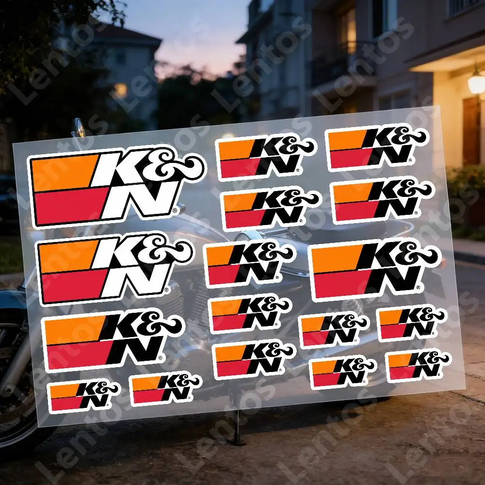 K-K&N Waterproof Reflective Motorbike Stickers Easy Peel Removable Decals For Motorcycle Car