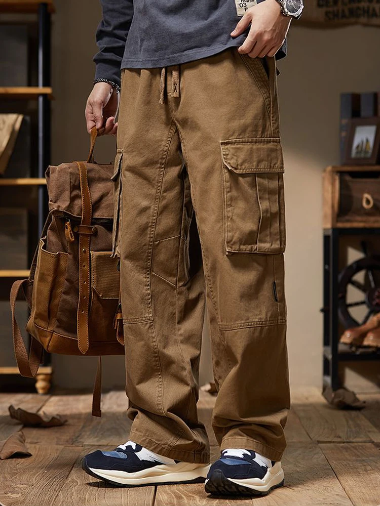 

American Retro Work Pants Men's Loose Straight Leg Multi ket Casual Trousers Spring Autumn New Arrival Heavy Cotton Jeans