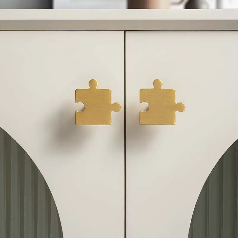 MARUAT Creative Puzzle Brass Cupboard Door Pulls Drawer Handles Square Cabinet Knobs with Screws Furniture Kitchen Hardware