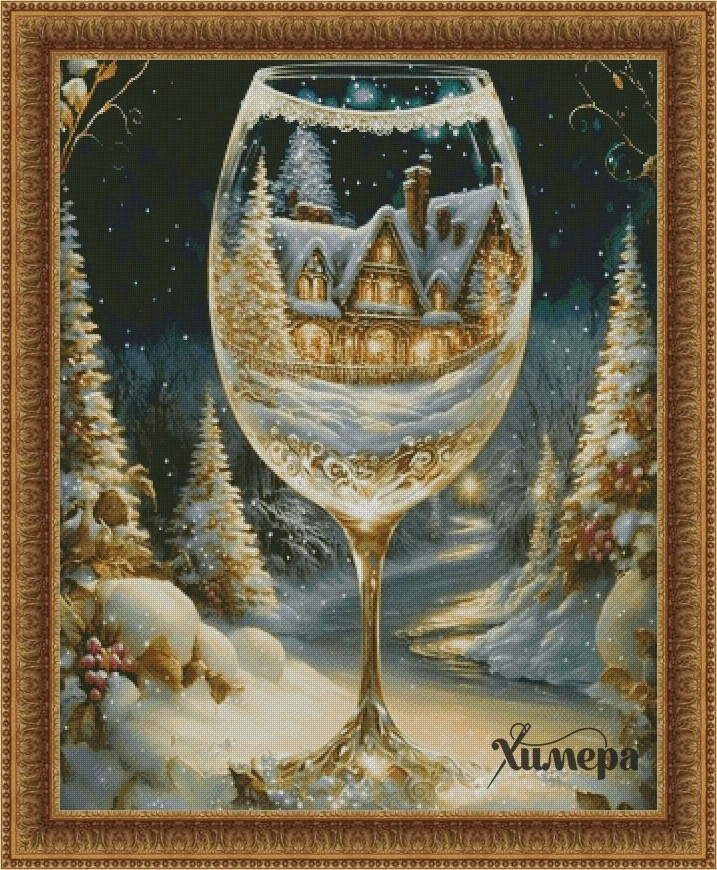 73-igloo in a crystal glass 64-78 Needlework Kit  Cross stich unPainting Set Cross Stitch Kits Cross-stitch Embroidery