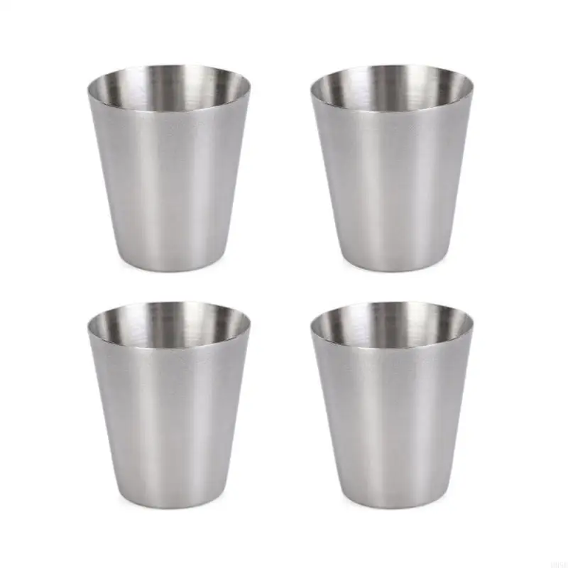 

H05E 4pcs мини -нержавеющая сталь чашки Schnapps 30 мл бокалов для отдыха для кемпинга и собраний