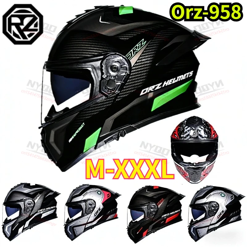 

Orz 958 Open Face Motorcycle Helmet Dual Lens Large Spoiler Unisex Summer All Season Half Full Coverage Motorbike Helmet