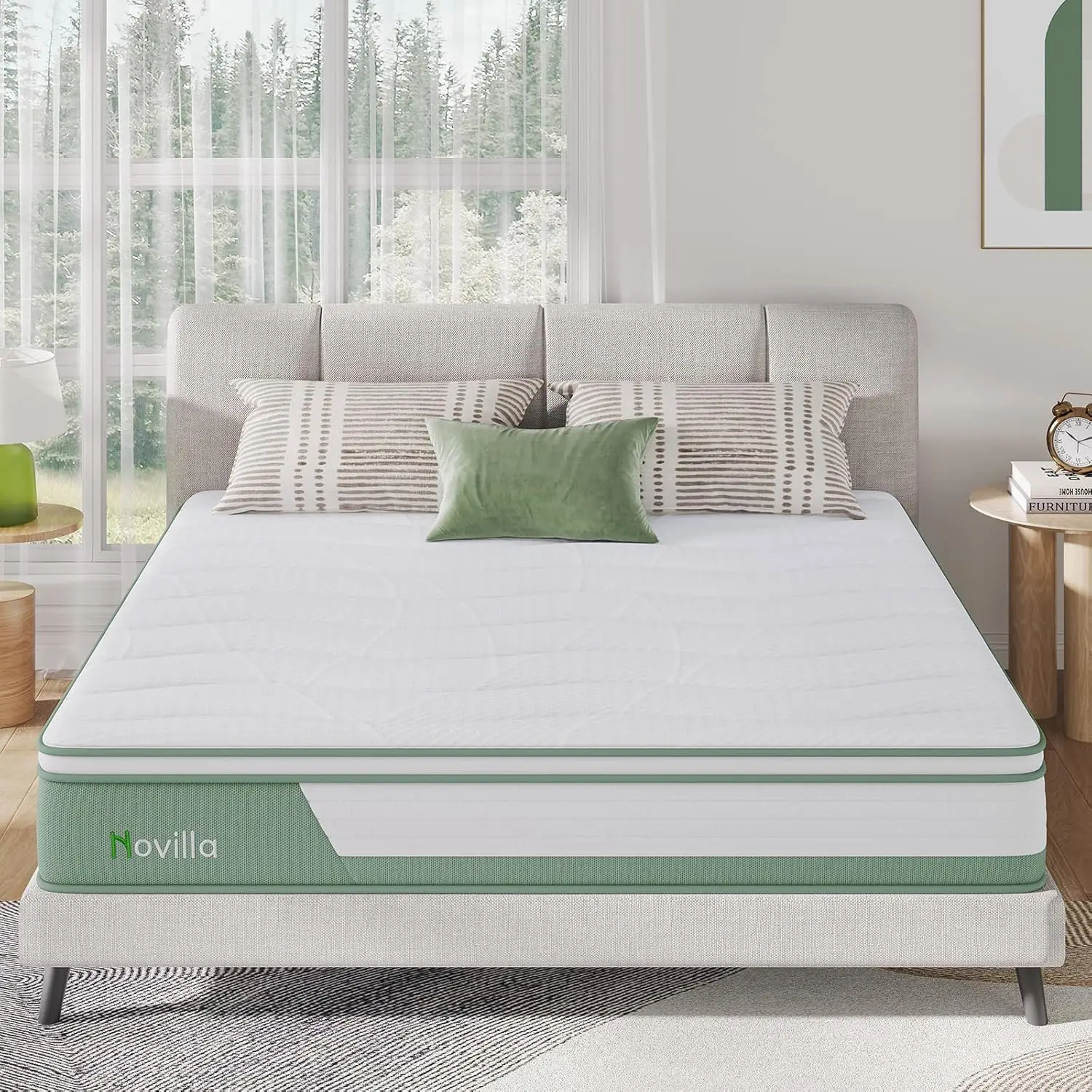 Mattress Queen, 12 Inch 5-Zone Hybrid Mattress with Gel Memory Foam for Pressure Relief & Cool Night, Midume Firm