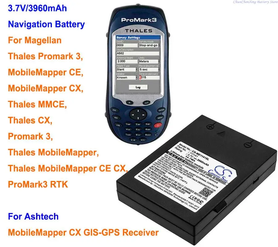 3960mAh Battery for Ashtech CX GIS-GPS Receiv, For Magellan Thales Promark 3,MobileMapper CE,ProMark3 RTK,Thales CX