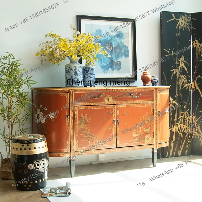 

Chinese-style household entrance dining side cabinet light luxury living room partition integrated capacity decorative locker