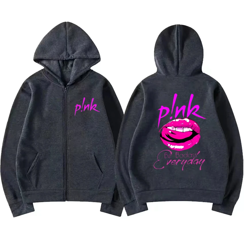 Hot sale P!Nk Pink Summer Carnival 2024 Tour print Zip-up Hoodie Men Women Fashion Y2k Sweatshirt Unisex Fleece Zipper Jacket