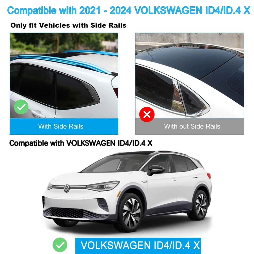 Roof Rack Rail (cross Beam) for Volkswagen ID.4, 5dr SUV 2021 2022  Aluminum Alloy, ISO9001 Quality,hot Sale