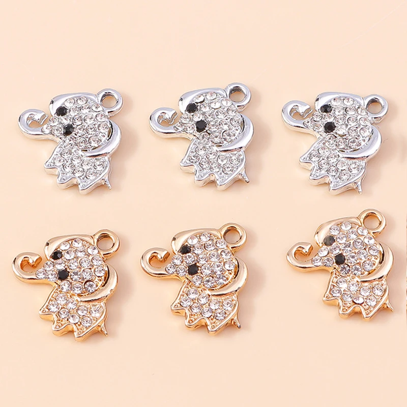 Leslie 10 Stück 16 x 15 mm exquisite Kristall-Elefant-Anhänger für DIY-Tier-Ohrringe, Armbänder, Anhänger, Halsketten, Schmuck, handgefertigtes Kunsthandwerk – Detail 6