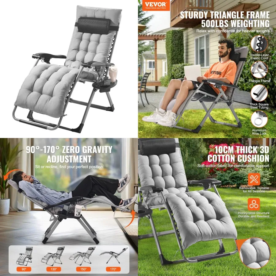 

VEVOR Zero Gravity Chair 26" Zero Gravity Recliner Lounge Chair Indoor and Outdoor