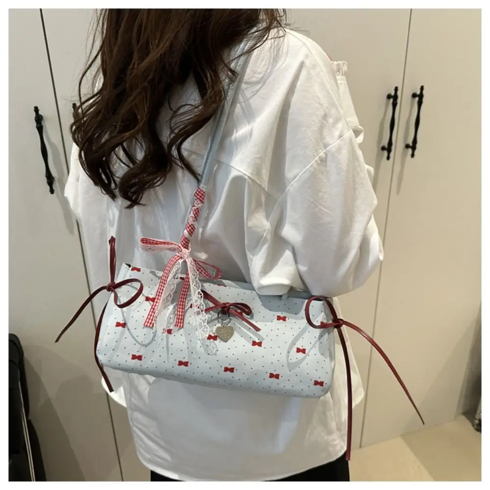 Elegante Damenhandtasche mit koreanischer Schleifendekoration, Nischenstil, PU-Material, quadratische Tasche, Reißverschluss, Unterarmtasche, für den Alltag. – Detail 19