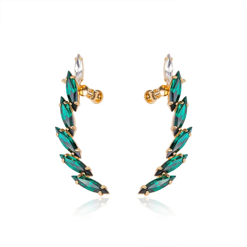 XSBODY Simple Rhinestone Ear Cuffs for Women Boho Wedding Accessories Fashion Dubai Jewelry Bridal Ear Clips Earrings Aesthetic