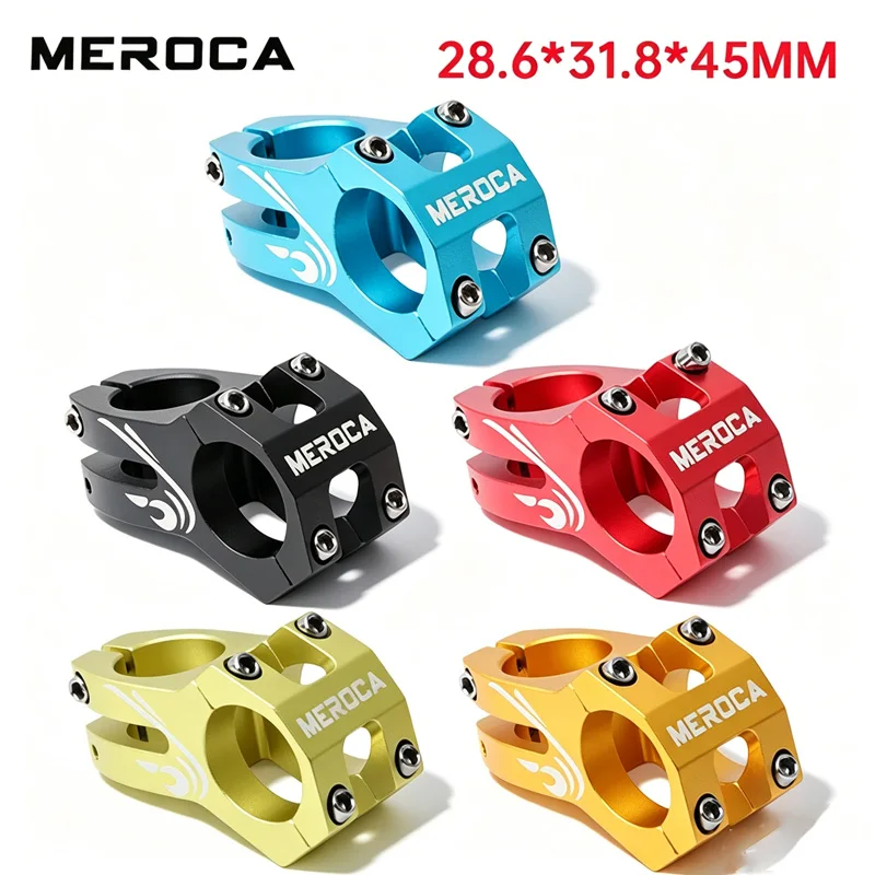 MEROCA Fahrrad-Vorbau 45mm Hohlkammer-Vorbau 28,6*31,8 mm Schwarz Rot Gold Blau Fahrradlenker-Vorbau für Mountainbike und Rennrad