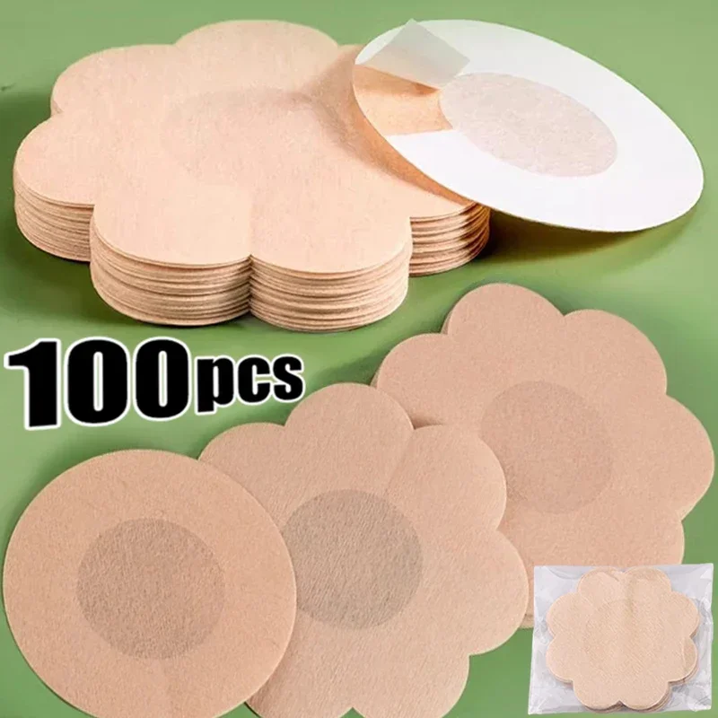 Adesivos para mamilo para mulheres, fita de elevação do peito, pasteis, invisíveis, auto-adesivos, descartáveis, preenchimento de sutiã, patch de pasta no peito, 10pcs, 100 pcs