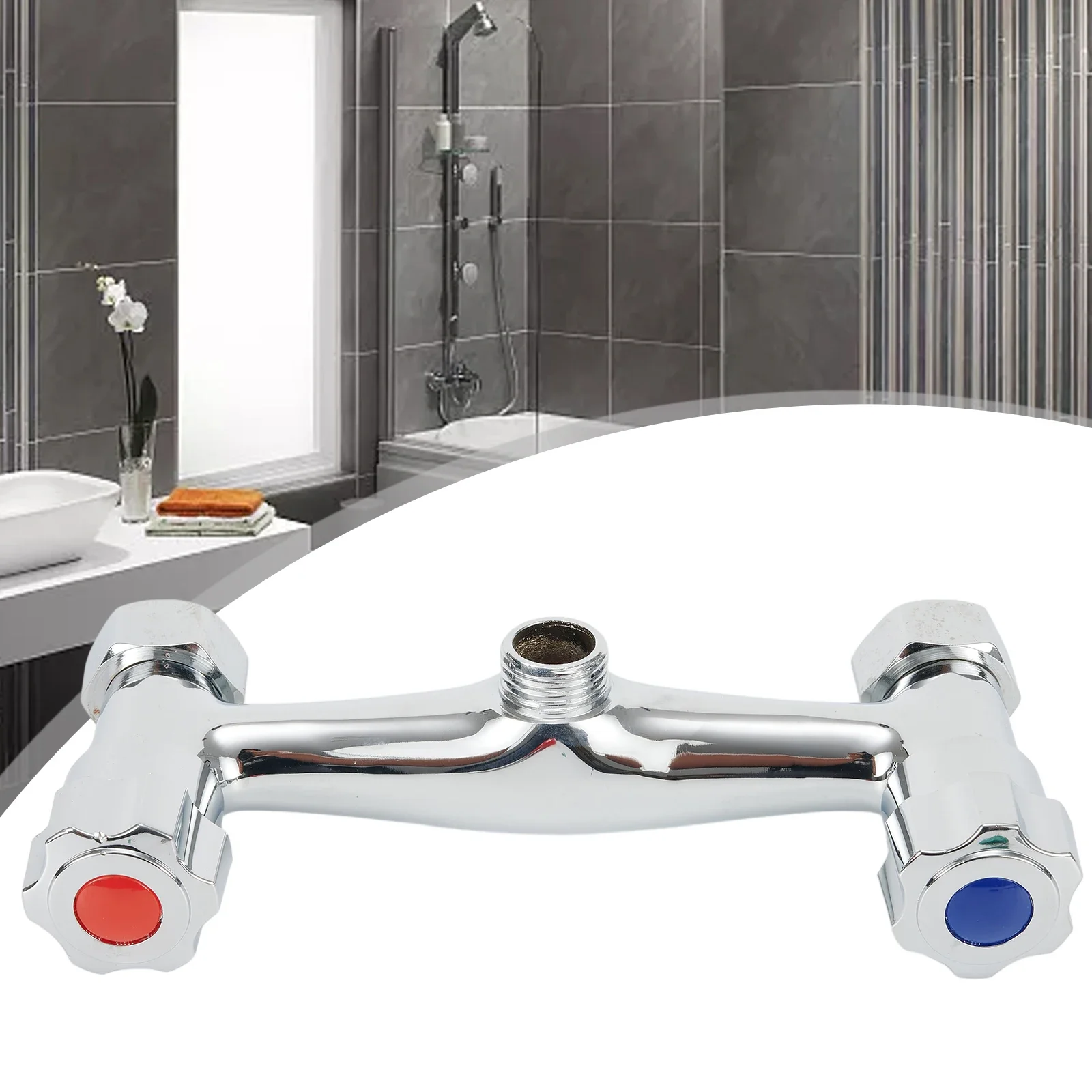 Bathroom Shower Mixer Valve Chrome Finish High Grade Responsive Safe Shower Mixer Taps Stable Performance Twin Outlet