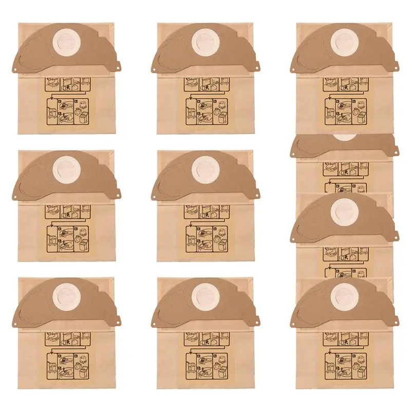 

PORK-10Pcs Vaccuum Filter Dust Bag Colletion Trash Bag 6.904-322.0 Vacuum Bags For Karcher A2004 WD2 Vacuum Cleaner Parts