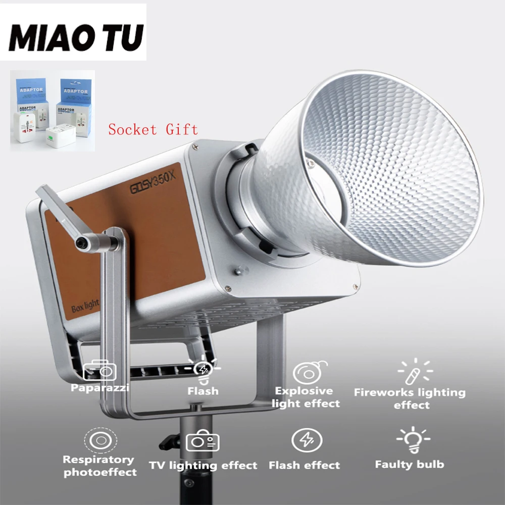 

MIAOTU GDSY350x-pro 2700-7500k 350W Camera Moving Light Compensation Hand Held Film Spotlight Bi-color Studio Video Light