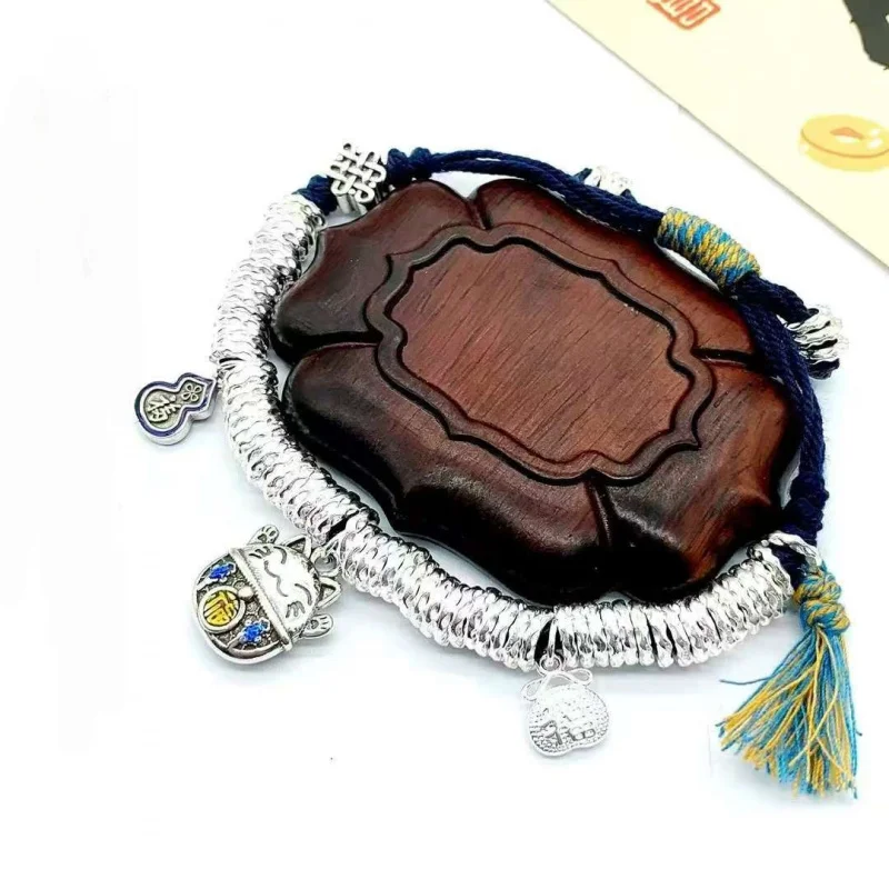 

Браслет из плетеной веревки с монетами Lucky Creature: нежный дизайн, ретро-стиль, универсальный, эстетичный, плетеный браслет на ногу, украшение ручной работы