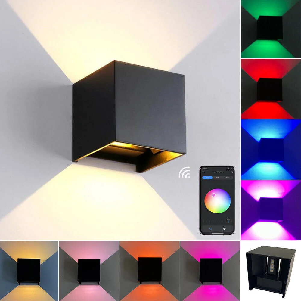 Tuya-luces de pared LED inteligentes regulables, lámpara de pared con Control por aplicación, aplique de pared exterior/interior RGBCW que cambia de Color arriba y abajo